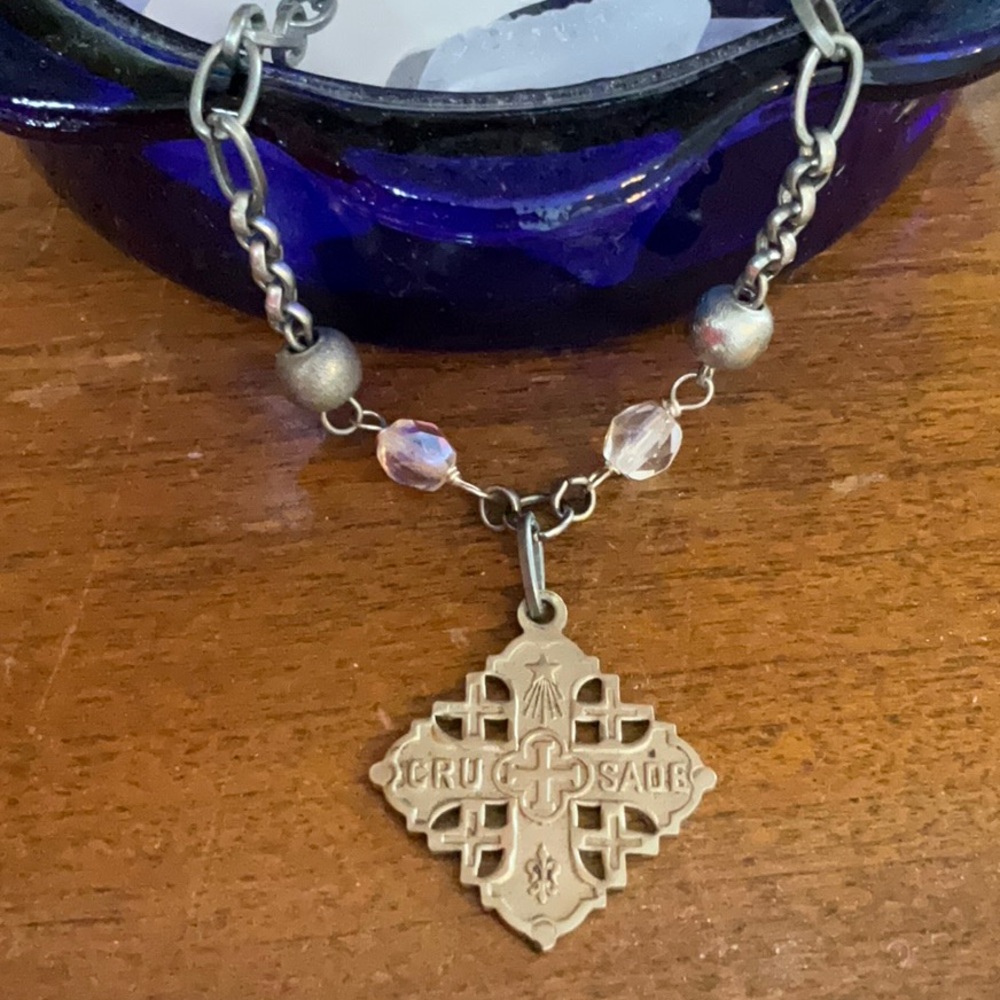 New repurposed religious medal necklace